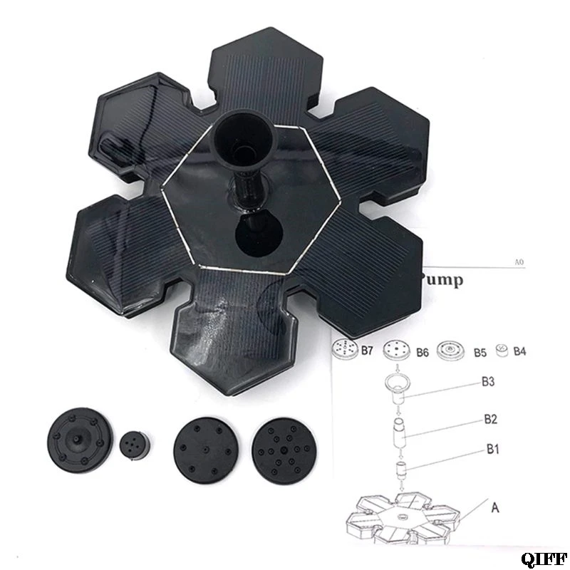 Floating Solar Water Fountain Pump, Outdoor Free Standing Submersible Solar Powered Fountain Pump for Bird Bath