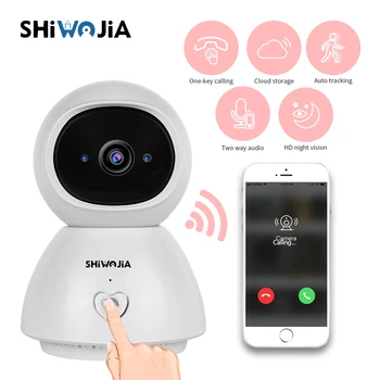 

SHIWOJIA 1080P Cloud Wifi Camera AI Auto Tracking IP Camera One Key Calling IP Camera Security CCTV Camera Night Vision