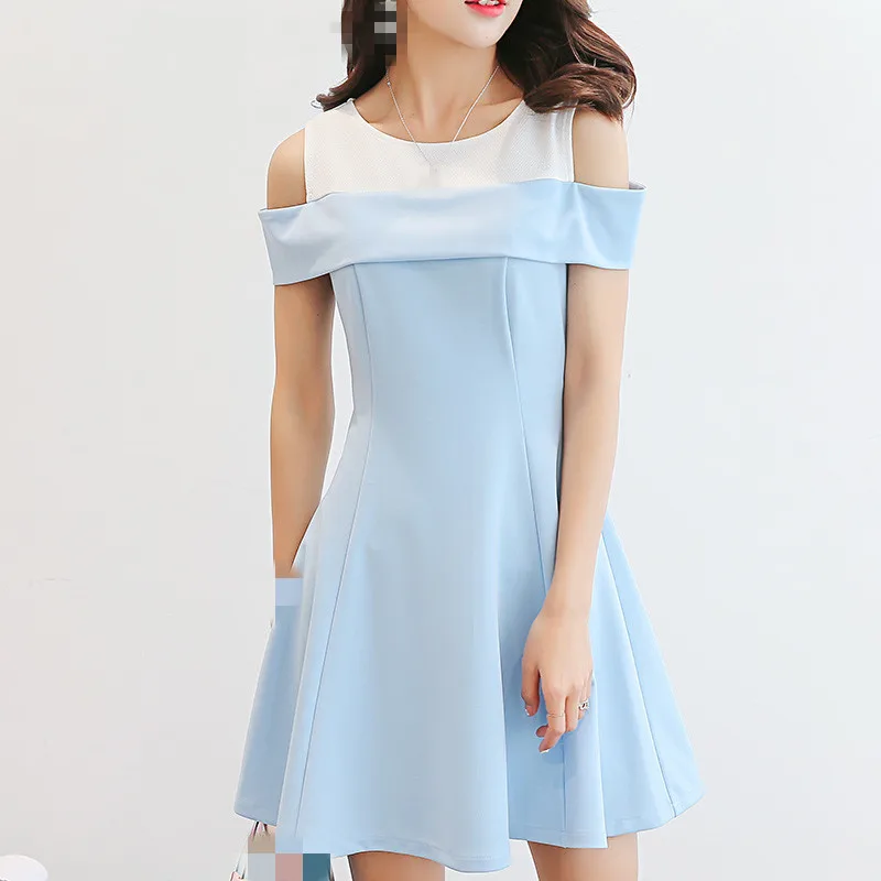 

B1339 new spring and summer 2019 han edition women fashion show thin stitching joker dress with short sleeves cheap wholesale