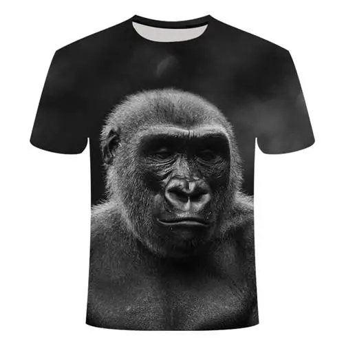 Прямая поставка Мужская 3D футболка с обезьяной узорами может быть толстовка с индивидуальным подбором размера Женская свободная футболка большого размера 6XL с леопардовым принтом - Цвет: Шампанское