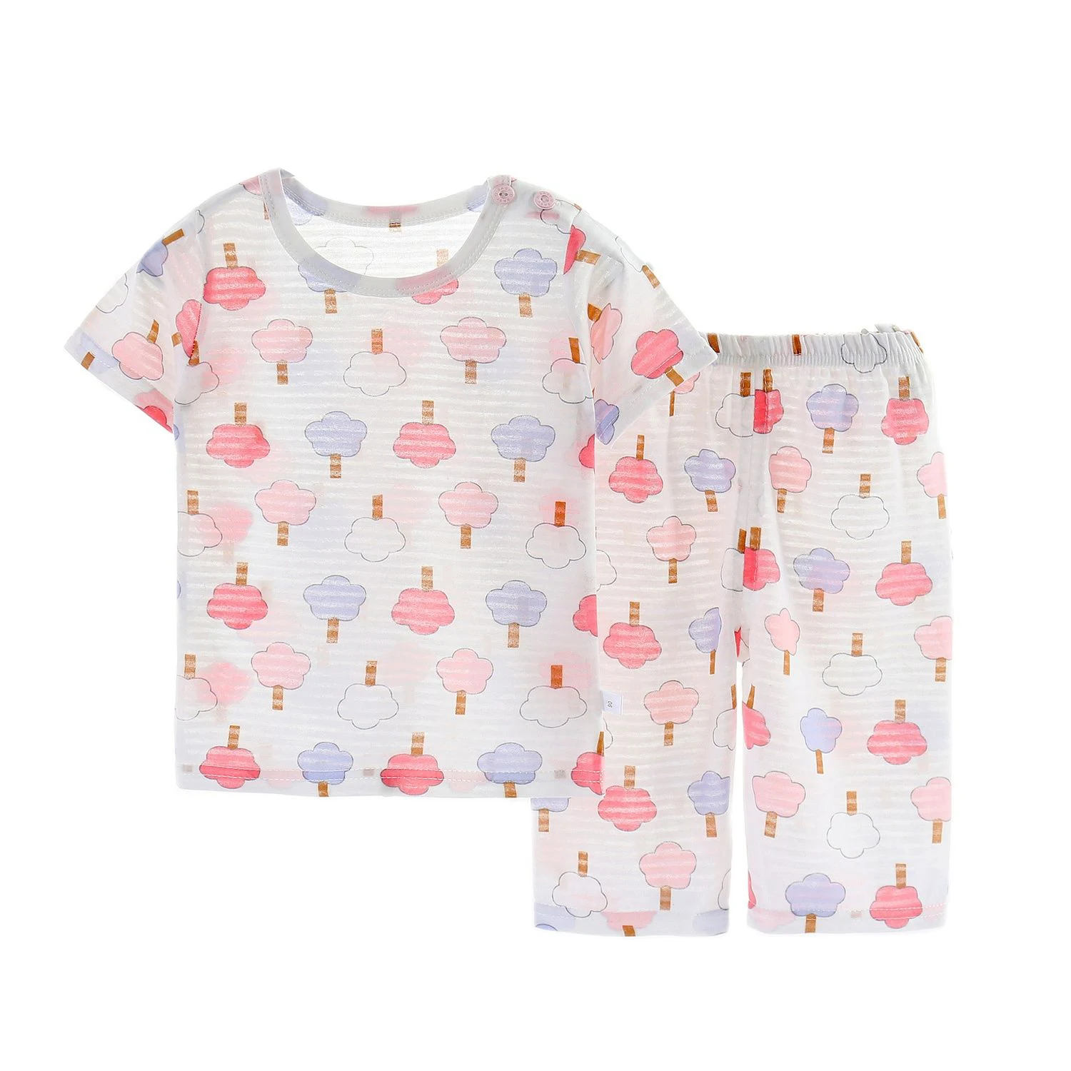 

2021 New Summer Fashion Baby Boy Girl Cotton Cartoon Printing Children's Sets Tops Quality Short Sleeve Toddler Girl Clothes