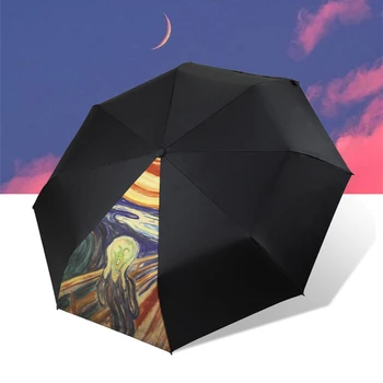 

Famous Oil Painting Umbrella For Women Creative Rain Sun Umbrella For Female Portable Manual 3-fold Umbrella Artistic Umbrella