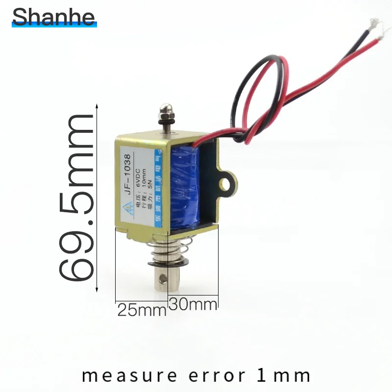 JF-1038 DC 12V 24V 10 мм 5N Вытяните открытый каркас катушки Электромагнит постоянного тока привод