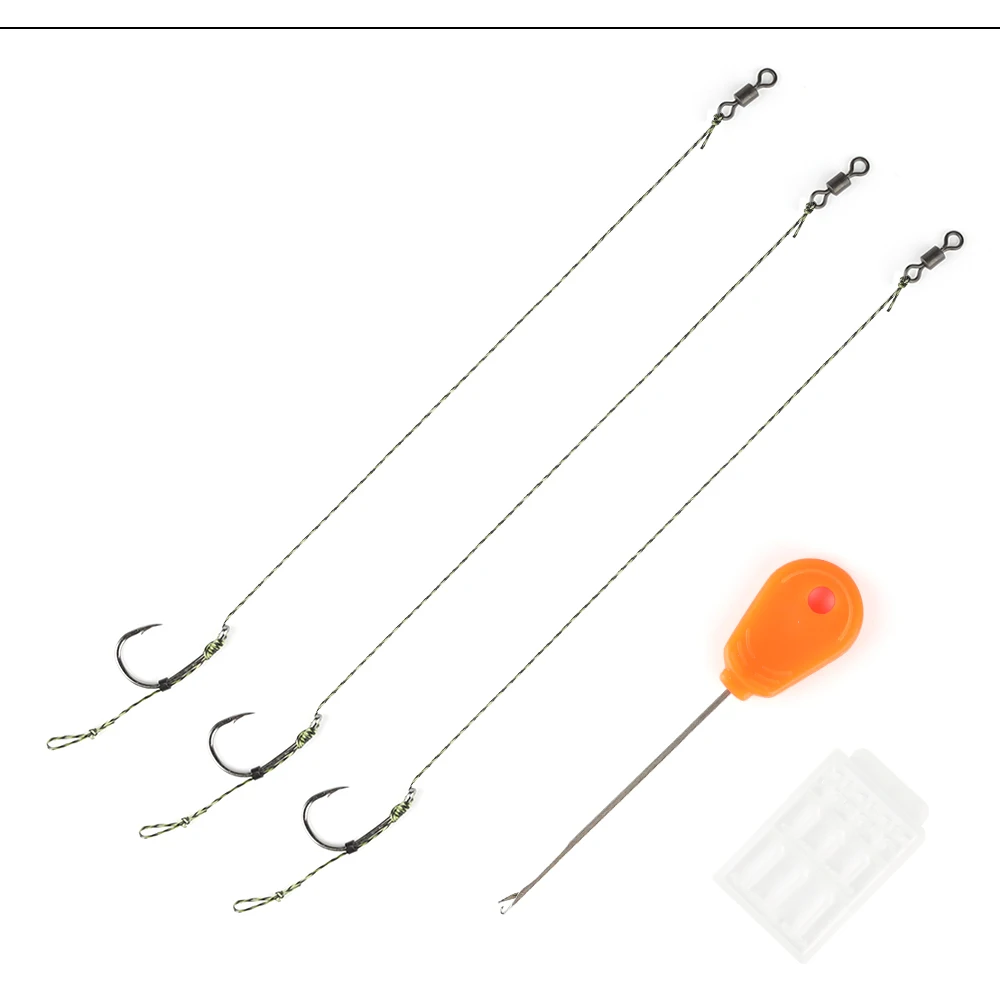 W.P.E 1pack/3pcs Carp Fishing 2#/4#/6# Hair Rigs Ready Made Boilie Carp Fishing Hook Baiting Needle Fishing Tackle Pesca