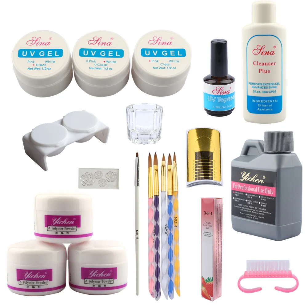 Set For Manicure Acrylic Nail Kit 3 Color Acrylic Powder With Nail Extension Semi Permanent Manicure Art Tools Set