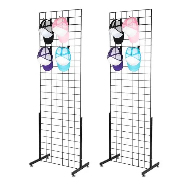 

2pcs 5mm Grid Rack Wall Storage Shelf Iron Mesh Frame Multi-function Wall Mounted Mesh Panel Wall Art Display Organizer