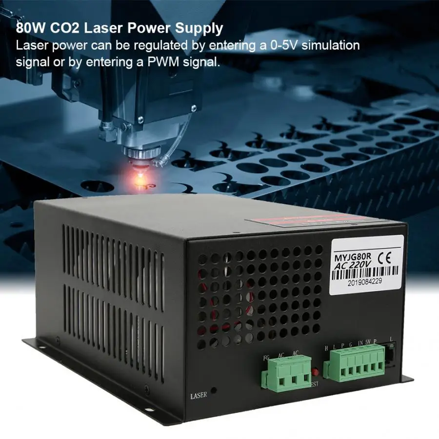 

MYJG-80 80W Laser Power Supply for Laser Engraving Cutting Machine AC220V/AC110V 47-440HZ with Switch Adjustment