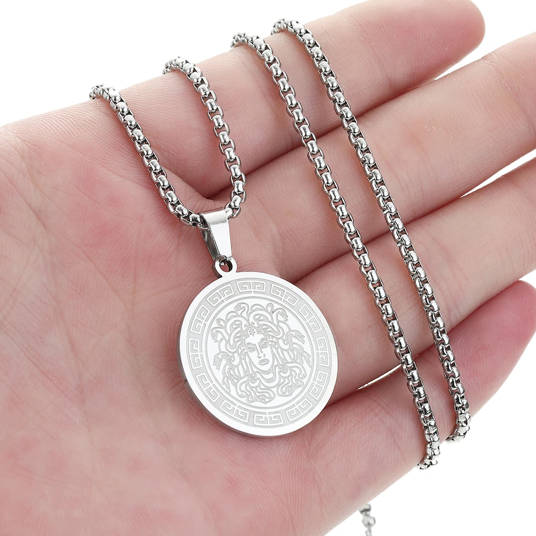 Dainty Mythology Medusa Gorgon Necklace Women Men Ancient Greek Symbol Jewelry  Stainless Steel Pagan Necklace Collar
