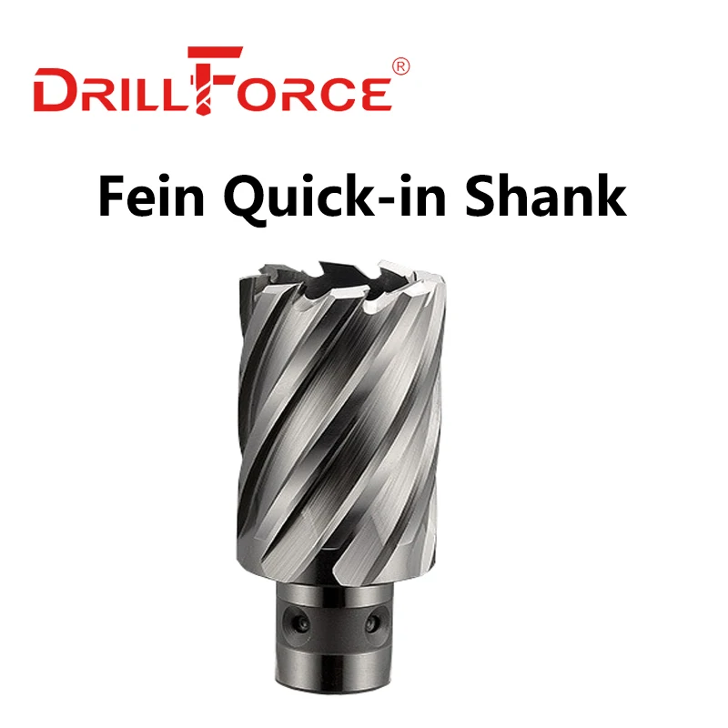 Drillforce 12-60mmx25mm HSS-E Annular Cutter Hole Saw Core Drill Bit For Magnetic Drill Universal/Weldon/Fein Quick-in Shank