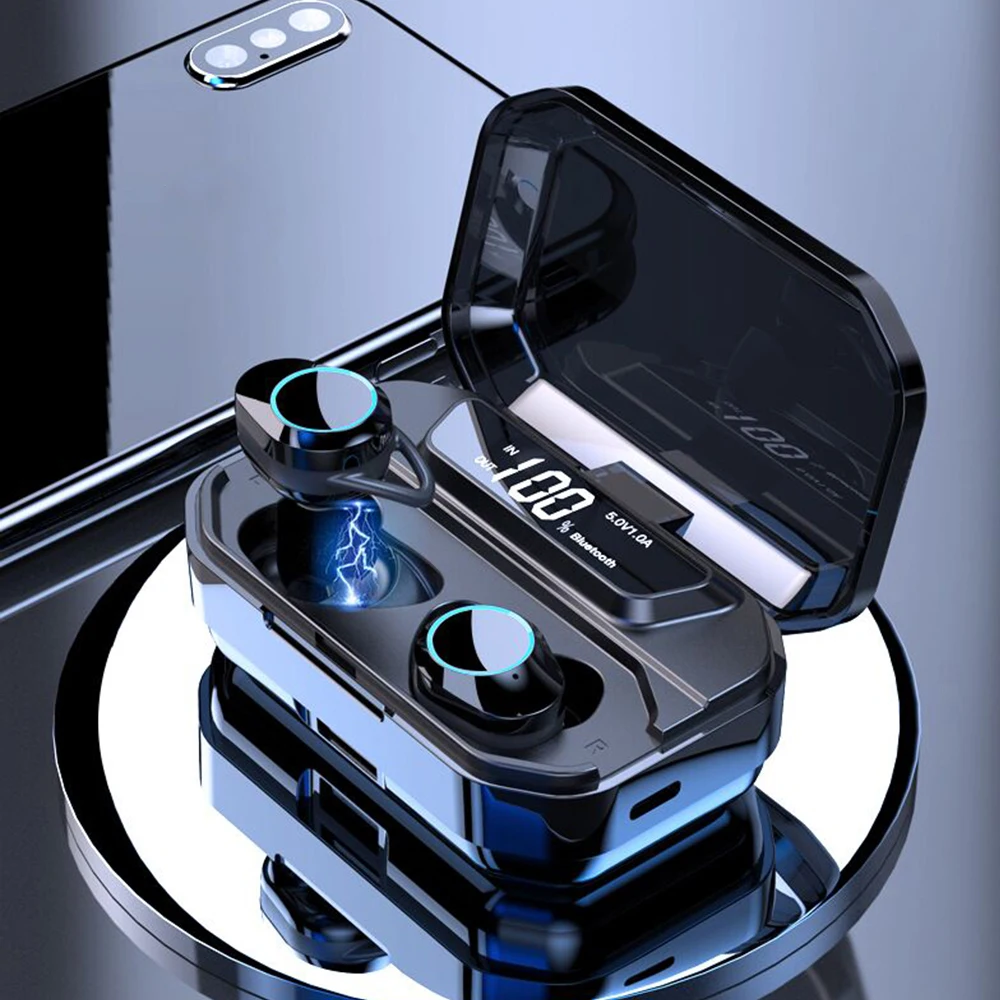 Новинка 3300 мАч G02 TWS 5,0 Bluetooth 9D стерео гарнитура беспроводная гарнитура IPX7 Водонепроницаемая гарнитура светодиодный дисплей для iOS Android телефонов