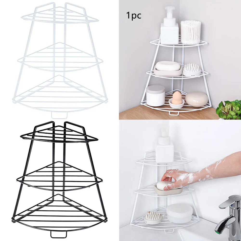 Office Portable Kitchen Organizer Triangular Desktop Bathroom Corner Drain Holder Home Shelf Iron Three Layers Storage Rack