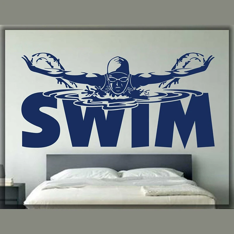 Плавать виниловая наклейка на стену плавательный бассейн домашнее Искусство DIY