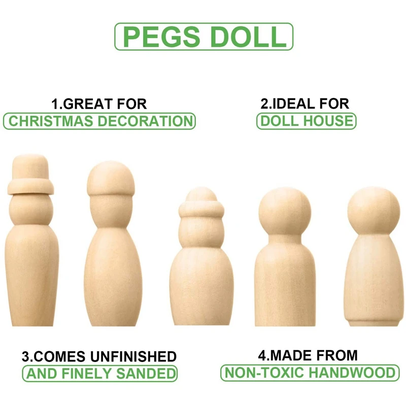 Незаконченные деревянные колышки для кукол 5 Различные формы декоративные Семья