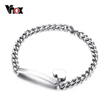 Vnox Мода ID Сердце браслет для Для женщин Нержавеющая сталь металл обеспечить DIY выгравировать Услуги