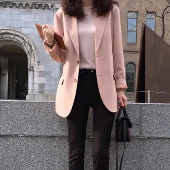 

Plus Size Black Blazer Women Pink Blazer And Jacket Female Black Spring And Autumn New Korean Version Loose Female Short Coat