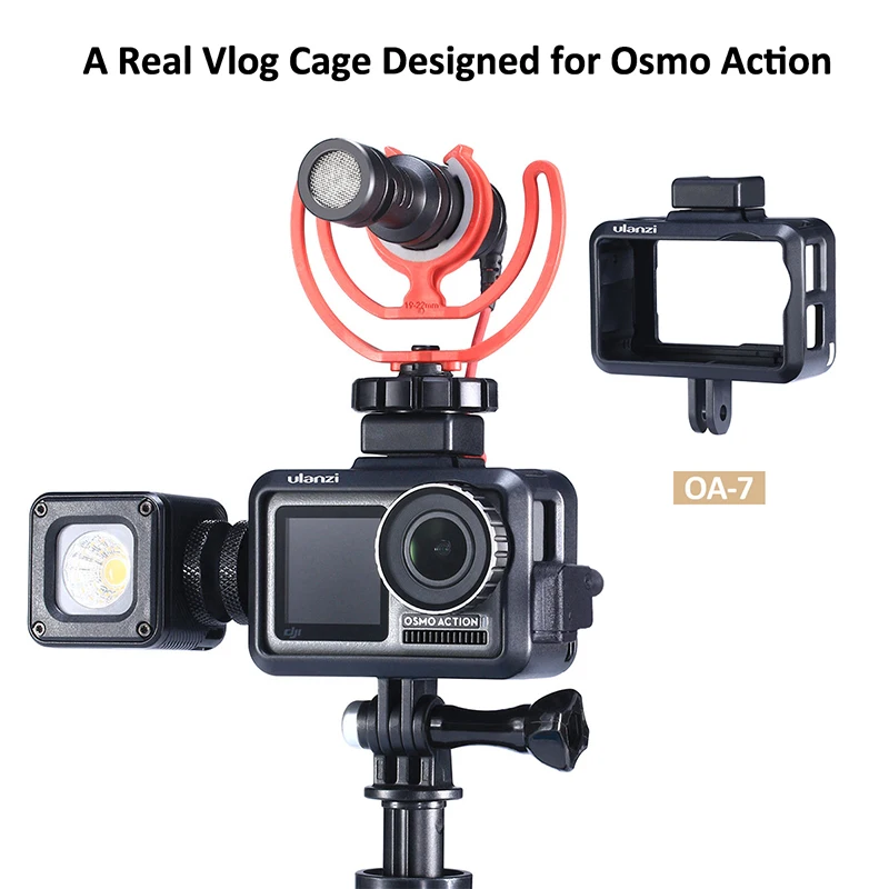 Ulanzi OA-7 Пластик Vlog чехол для Dji Osmo действий со крепление для микрофона видео для чехол с двойным креплением для вспышки «Холодный башмак»