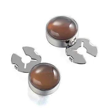 Najtaniej Szary Kamień Agat Srebrny Guzik Okładka Spinki Do Mankietów Formalne Koszule Biznesowe 17.6MM Jedna Para