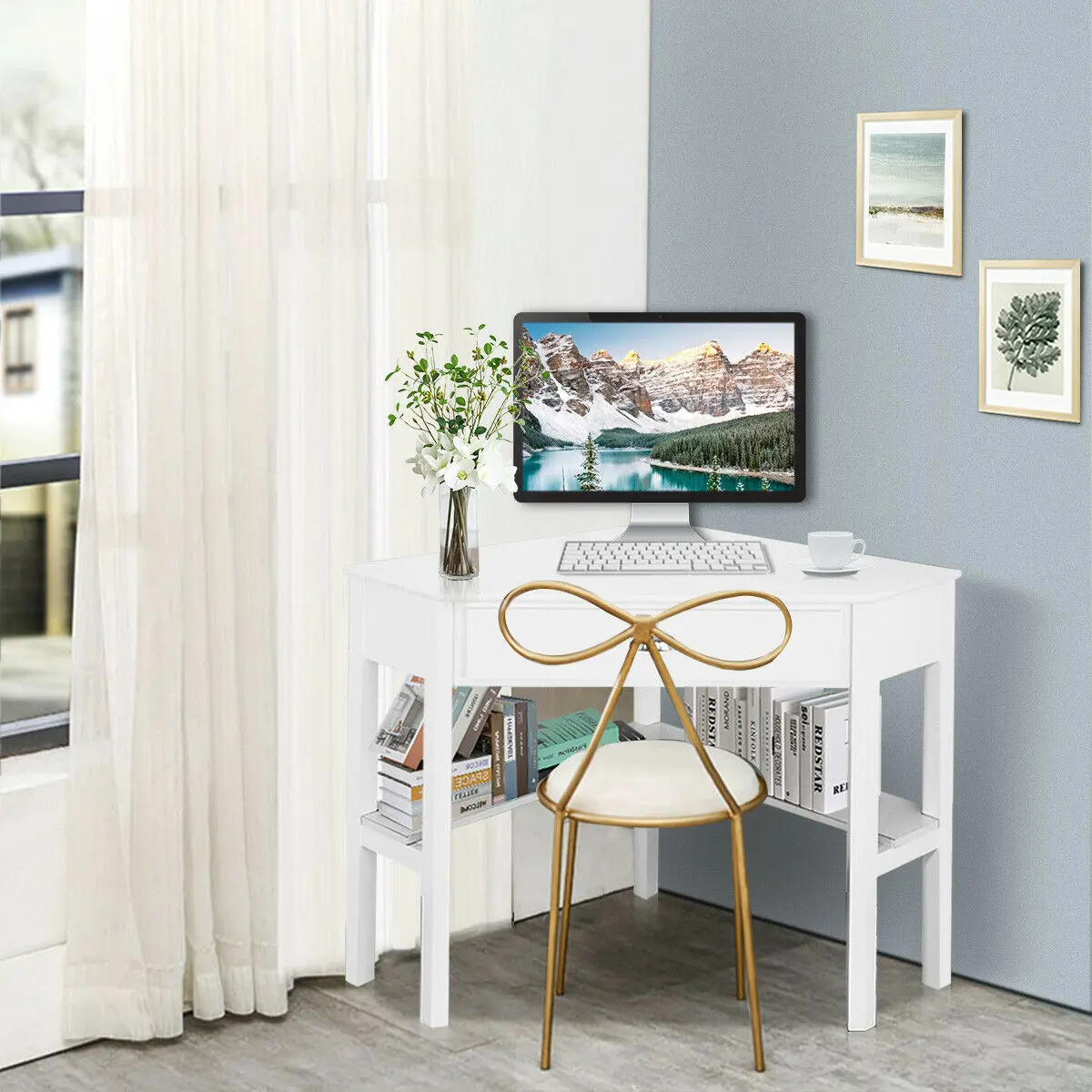 Costway Corner Computer Desk Laptop Writing Table Wood Workstation Home Office Furniture Costway Corner Computer Desk Laptop Writing Table Wood Workstation Home Office Furniture