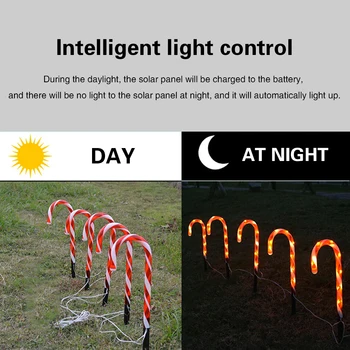 

10 Stakes Eco-Friendly Durable Cane Walkway Light Landscape Lights Crutch Lamp 110V Home Garden Atmosphere Christmas Decoration