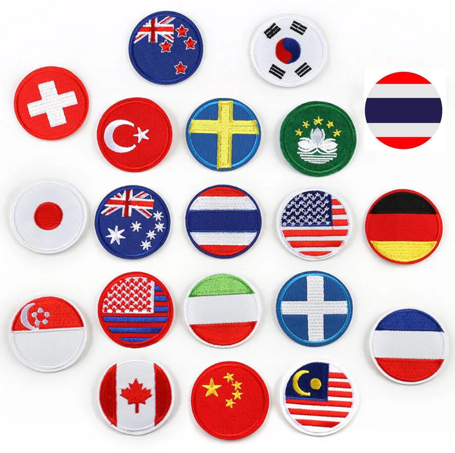 

MAXSIN FUN 1PC quality Embroidered world national round flag Patches Iron On Clothes Armband Backpack badge Sticker DIY Applique