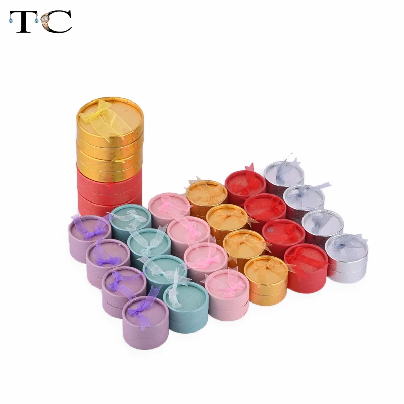 Multi-color Bow Small Round Ring Box Stud Earrings Jewelry Box Gift Box For Ring Display Jewelry Wholesales 12/24pcs/Lot