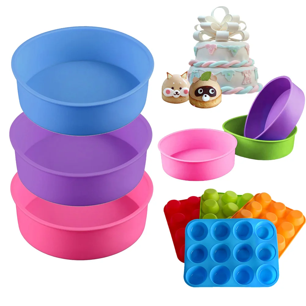 Silicone Cake Round Shape Mold Decorating Bread Pan Layered Mousse Cake Bread Mold Making Tools Pizza Wave Edge Baking Pans