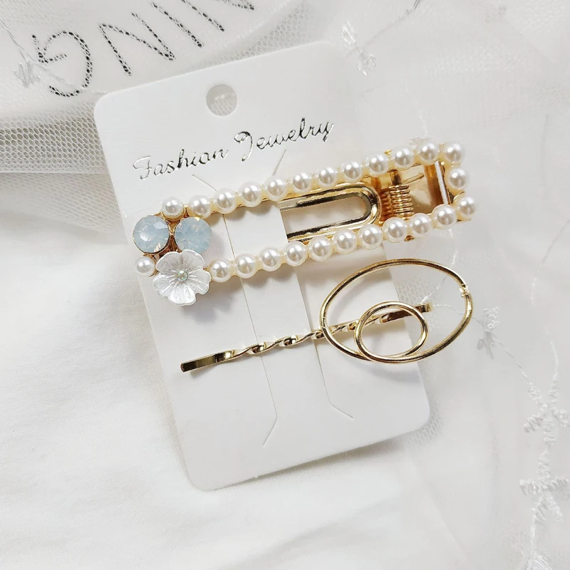 

Fashion Korea Crystal Rhinestones Hair Clips Hairpins Geometric Round Hairgrip Women Barrette Hair Accessories For Women Girls