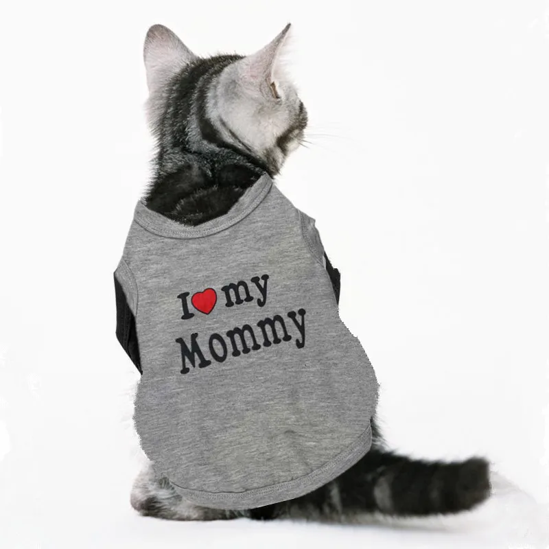 Милая Одежда для кошек, хлопковый жилет для кошки котята, одежда Gatos, рубашки 35S1, собака, мама папа, для маленьких детей