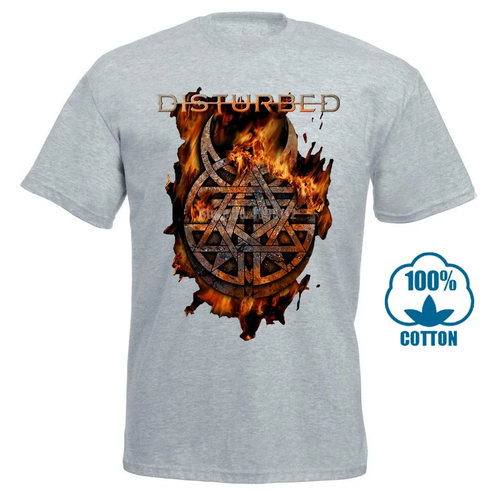 Футболка, новая брендовая рубашка с надписью «distursed Burning Belief», размеры s, m, l, Xl, Xxl, Официальная футболка, футболка с металлической лентой, новая брендовая повседневная одежда - Цвет: Серый