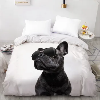 

3D Design Custom Duvet Quilt Comforter Blanket Cover Case Bed Linens Bedding Set White 210x245cm Animals Dog Cat Home Textile