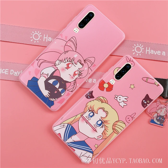 Чехол для телефона xiaomi mi9 8 sailor moon с милым мультяшным розовым рисунком для девочки xiaomi CC9E 9 8se с подвеской+ длинным ремешком