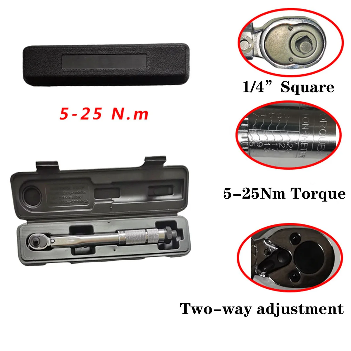 CLE A MOLETTE,100mm--Mini Clé Dynamométrique à Cliquet De 1-4 Pouces, 85mm-100mm, Outil De