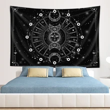

Sun Moon Wall Hanging Stars Space Black And White For Bedroom Home Sky Tapestry Mural Mandala Gypsy Psychedelic Tapiz Witchcraf