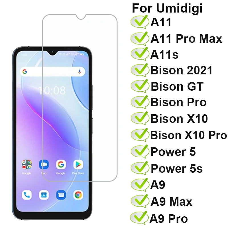 Hb8c8d84ec9c64c41ad7e12a4d7fffe80y 2-1PCS Glass For UMIDIGI Bison GT Pro 2021 X10 Pro Tempered Glass On Umidigi A11s A9 A7 S A11 Pro Max Power 5S Screen Protector
