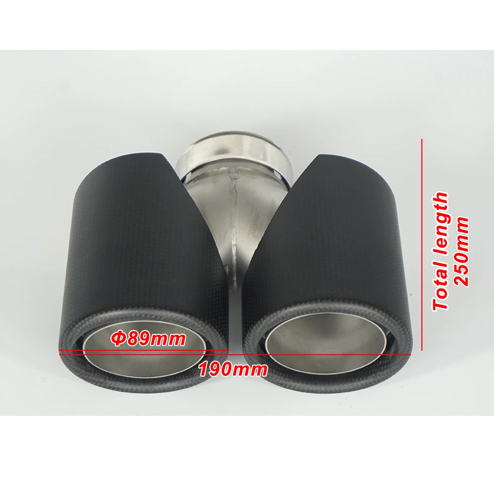 Short Y-shaped 2x89mm Double-Out Carbon Fiber Tail Throat Suitable for 2017 Lexus IS300 Automobile Modified Exhaust Pipe