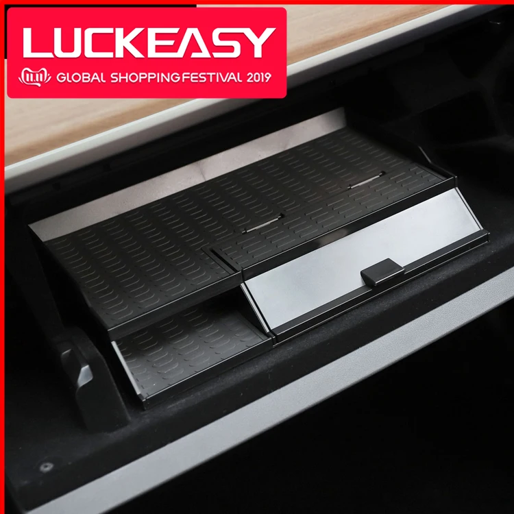  LUCKEASY for Tesla Model 3 2018-2019 Car Central armrest Box Stowing Tidying Glove Box Double Store