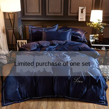 

Ou luxury bedding 100% Cotton queen bed sheet set king size bed sheets Naked sleep Close skin silky fitted sheet bedsheet 4 PCS