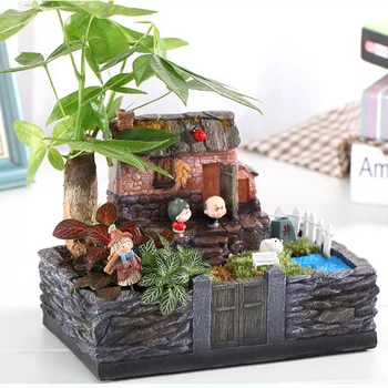 

Miniature Resin Farmyard House Planting Pot Kit Succulent Flower Pot Micro Landscape Decorations WXV Sale