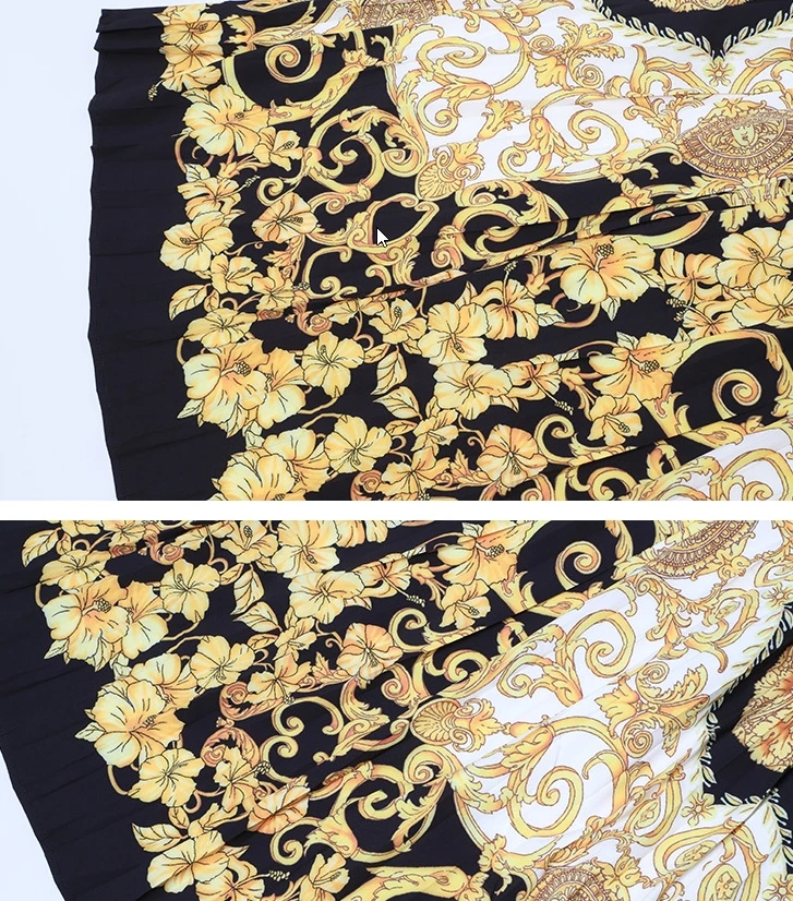 Luna2020 Летняя женская юбка ретро барокко печати плиссированные контрастные белые кружева N027