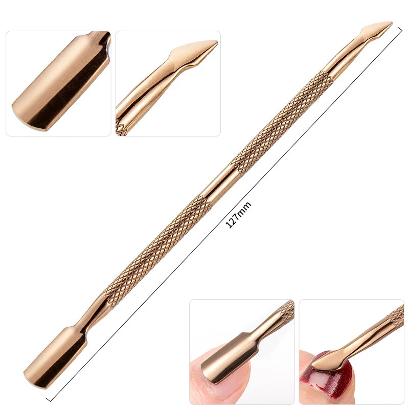 2-Ways Stainless Steel Cuticle Pusher Dead Skin Remover for Pedicure Manicure, Nail Care Cleaner Tool
