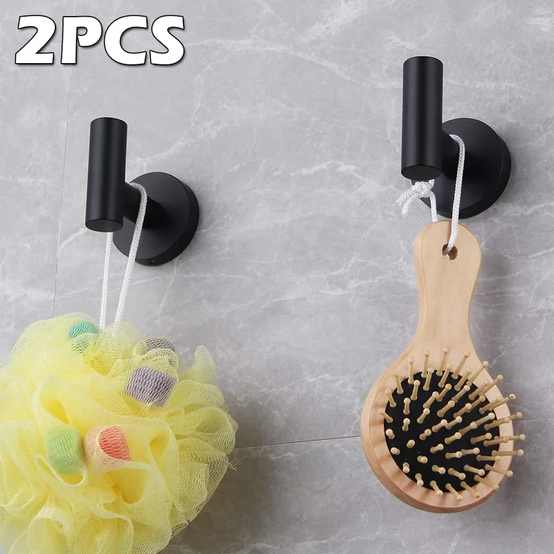 

4pcs Black Stainless Steel Hooks for Bathroom Home Kitchen Wall Door Hook Robe Towel Hanging Rack Bath Room Rack Hooks with Nail