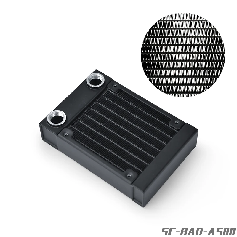 Syscooling 수냉식 라디에이터, PC 수냉용 알루미늄 소재 라디에이터, G1/4 스레드 설치, 80mm 팬 크기