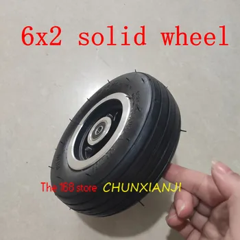 

Size 6 Inch Electric Scooter Wheel 6x2 Solid Tire 6*2 Solid Wheel Metal Hub for Trolley Cart Wheel