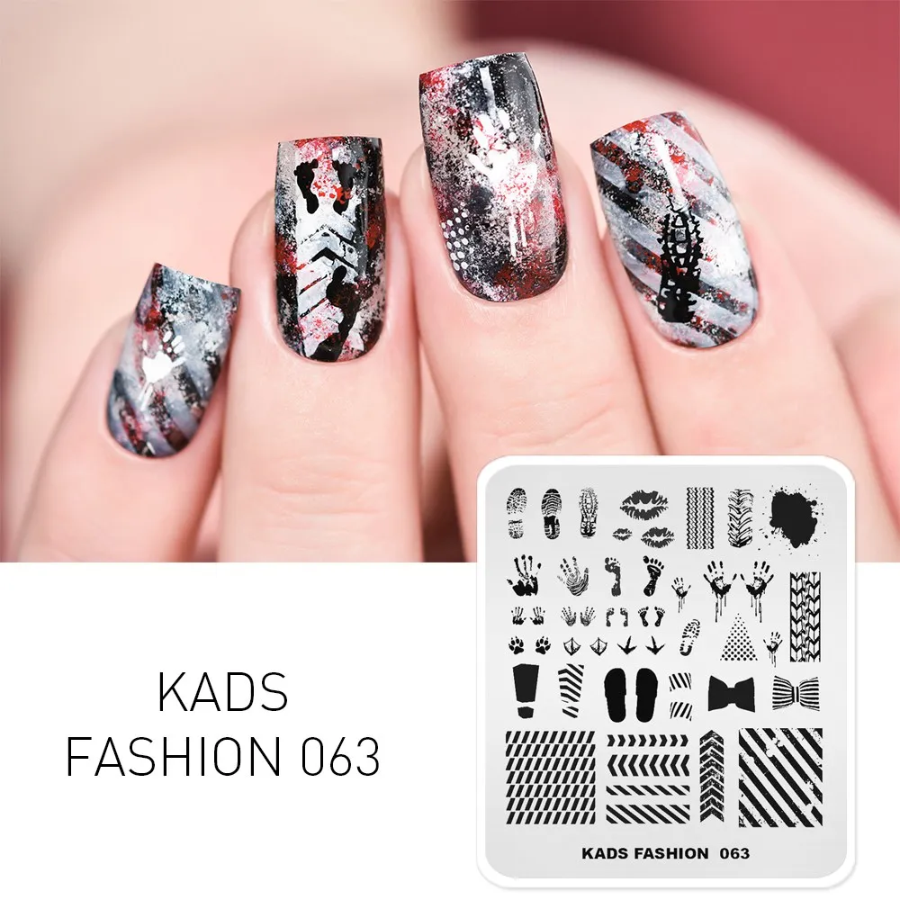 KADS шаблон для дизайна ногтей 63 дизайна модная серия Различные стили больше вариантов шаблон для штамповки ногтей пластины для дизайна ногтей трафареты - Цвет: Fashion 063