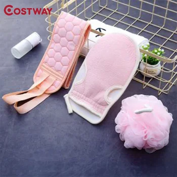 

COSTWAY Bath Flower Pull Back Strap Sanding Gloves Three Piece Set Of Boutique Set Bathing Bath Rubbing Back Exfoliating Foaming