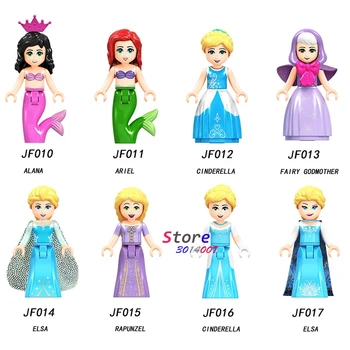 

Single Building Blocks Girl Snow World Series Alana Ariel Fairy Godmother Elsa Anna Elsa Action toy for children