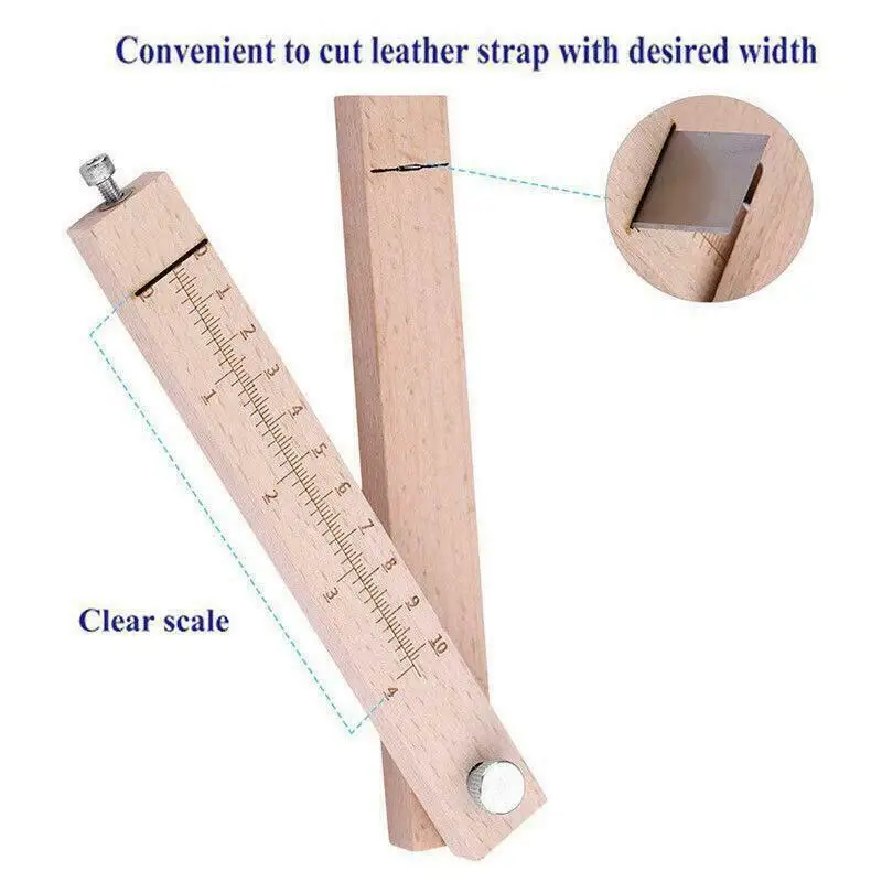 Регулируемый кожаный ремень резак кожевенное ремесло ремешок для часов DIY ручная резка деревянная планка резак с 5 лезвиями кожаные инструменты