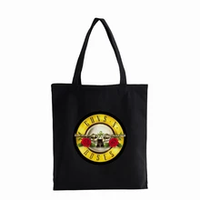 

Mens Shopper bag For Women rock Cute Guns N Roses Printing canvas bag Cute Teenager Students Shoulder bag Handbags Bolsas