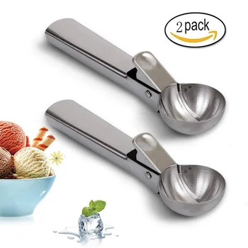 

2pcs Stainless Steel Ice Cream Scoop Ice Ball Maker Yogurt Cookie Dough Meat Balls Ice Cream Spoon Tools Watermelon Spoon