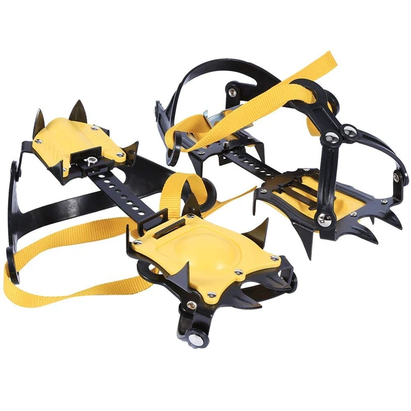 10 Teeth Crampons Mountaineering Cleats, Stainless Steel Snow Grips Crampons with Storage Bag Hexagonal Wrench Traction Spikes